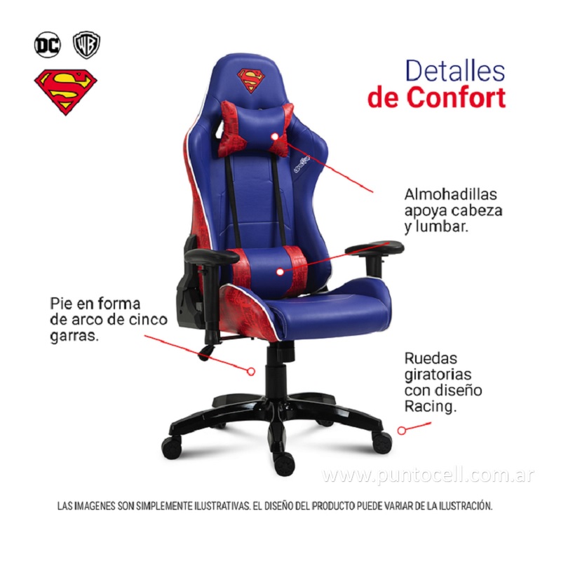 SILLA GAMER LEVEL UP DC COMICS SUPERMAN