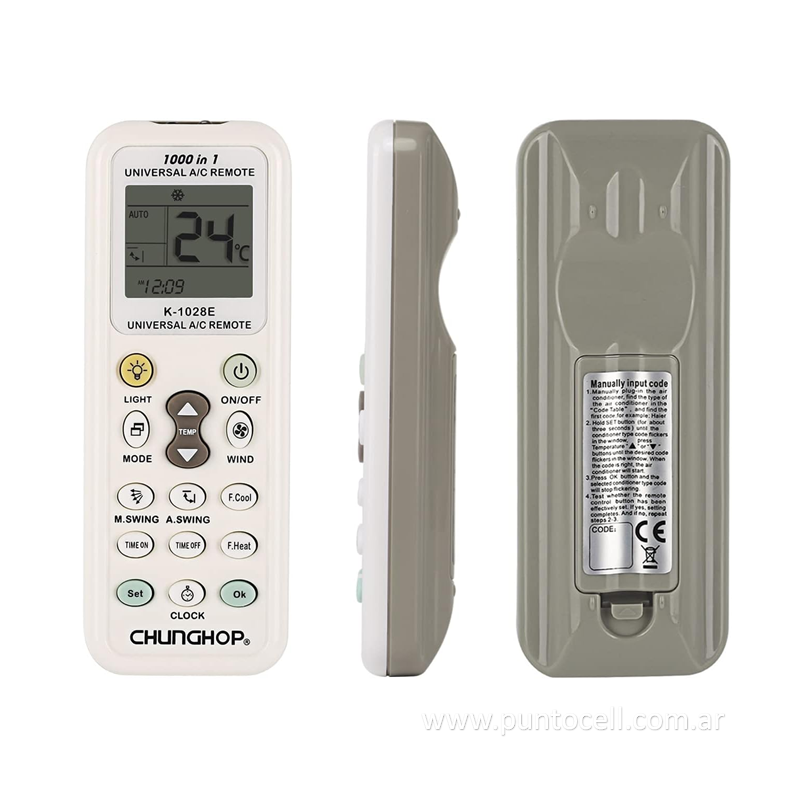 CONTROL REMOTO AIRE ACONDICIONADO UNIVERSAL K-1028E