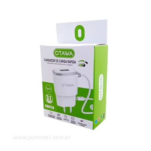 CARGADOR 220V OTAWA 3.1A TIPO C (CR817A-C)