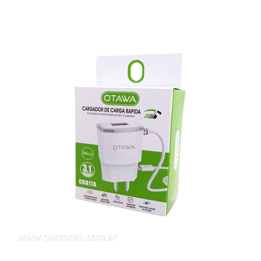 CARGADOR 220V OTAWA 3.1A MICRO USB (CR817A-V8)