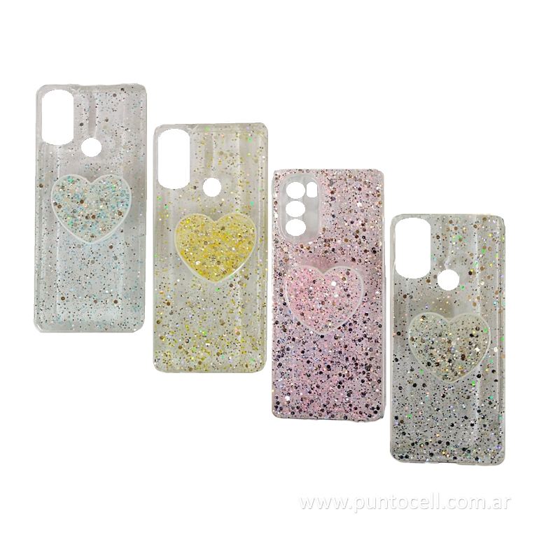 FUNDA BRILLO CRISTAL DASH C/ POP SOCKET MOTOROLA E7i POWER