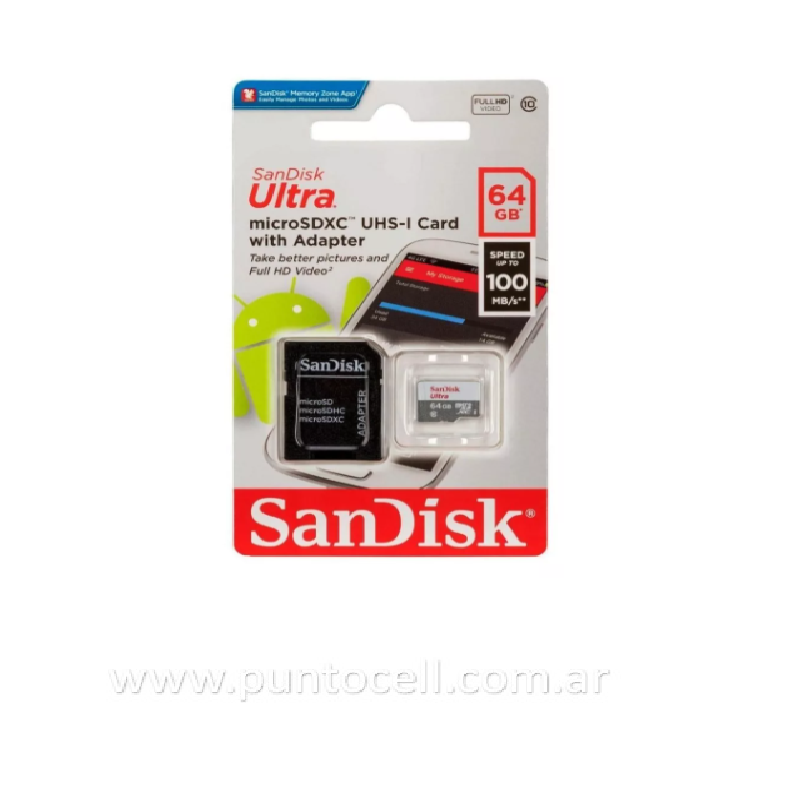 MEMORIA SANDISK MICRO SD 64G CLASE 10