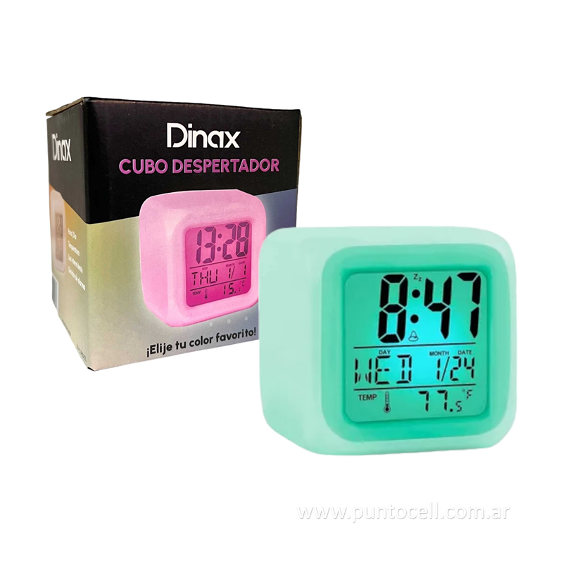 RELOJ DESPERTADOR DINAX CUBO