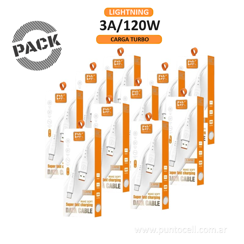 PACK x 20 - CABLES USB DK-31 LIGHTNING 3A / 120W _ 1M