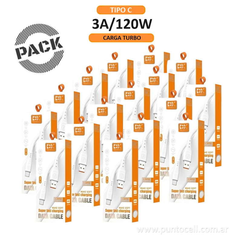 PACK x 100 - CABLES USB DK-31 TIPO C 3A / 120W _ 1M