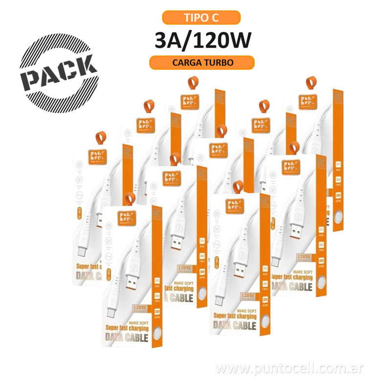 PACK x 20 - CABLES USB DK-31 TIPO C 3A / 120W _ 1M