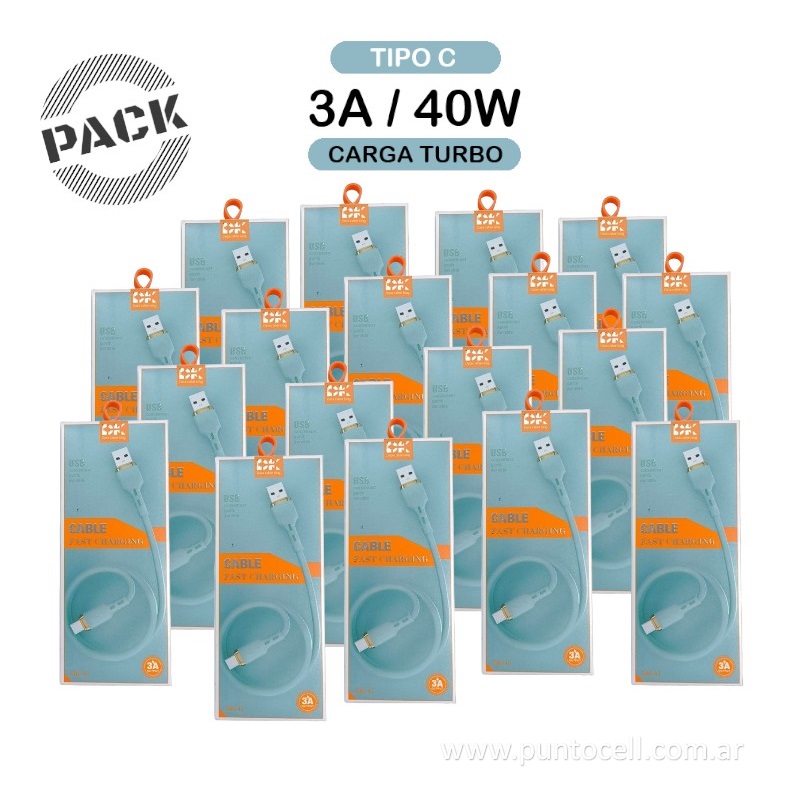 PACK x 100 - CABLES USB DK-41 TIPO C 3A / 40W _ 1M