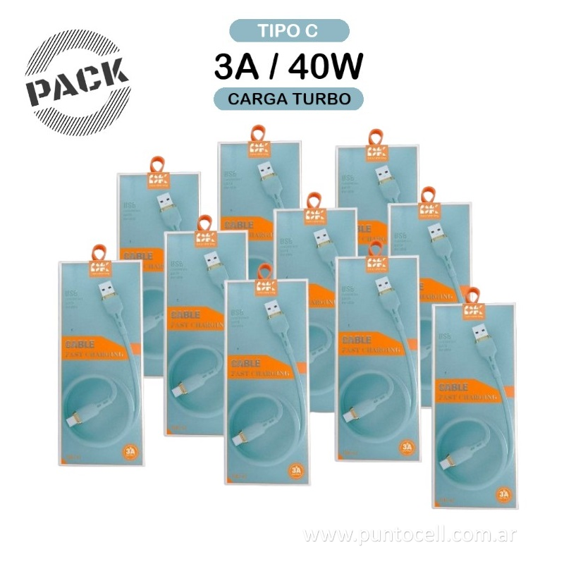 PACK x 20 - CABLES USB DK-41 TIPO C 3A / 40W _ 1M