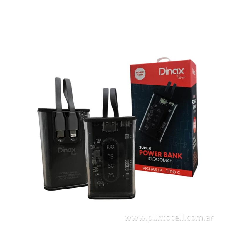 CARGADOR PORTATIL DINAX 10000MAH DOBLE FICHA C/ VISOR DX-6POWB5000