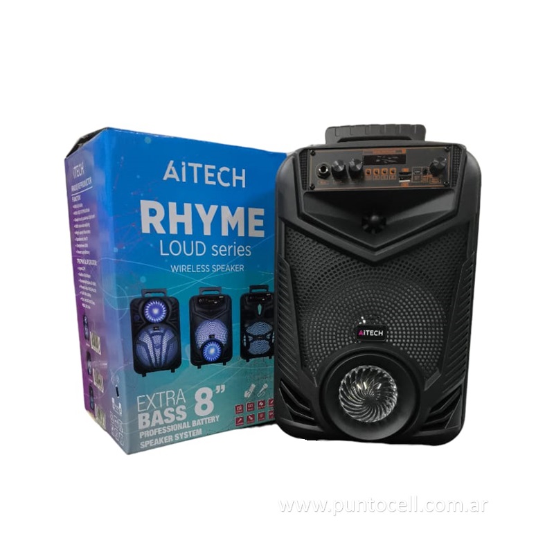 PARLANTE PORTATIL BLUETOOTH AITECH RHYME RGB 8"/5W - KARAOKE