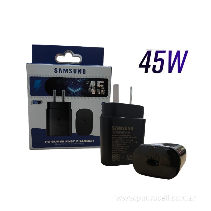 CARGADOR 220V SAMSUNG USB C 45W PD - CARGA RAPIDA