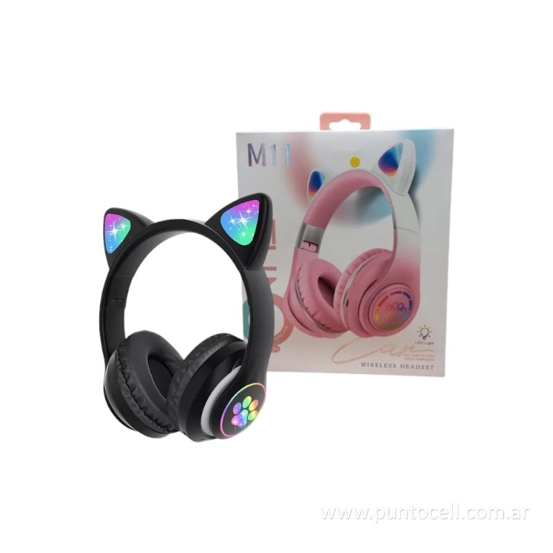 AURICULAR VINCHA BLUETOOTH M11 - OREJAS DE GATO LED