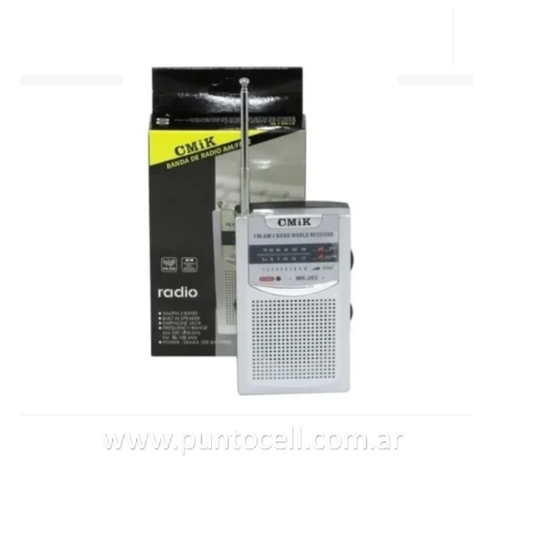 RADIO AM/FM DE BOLSILLO A PILAS CMIK MK-203