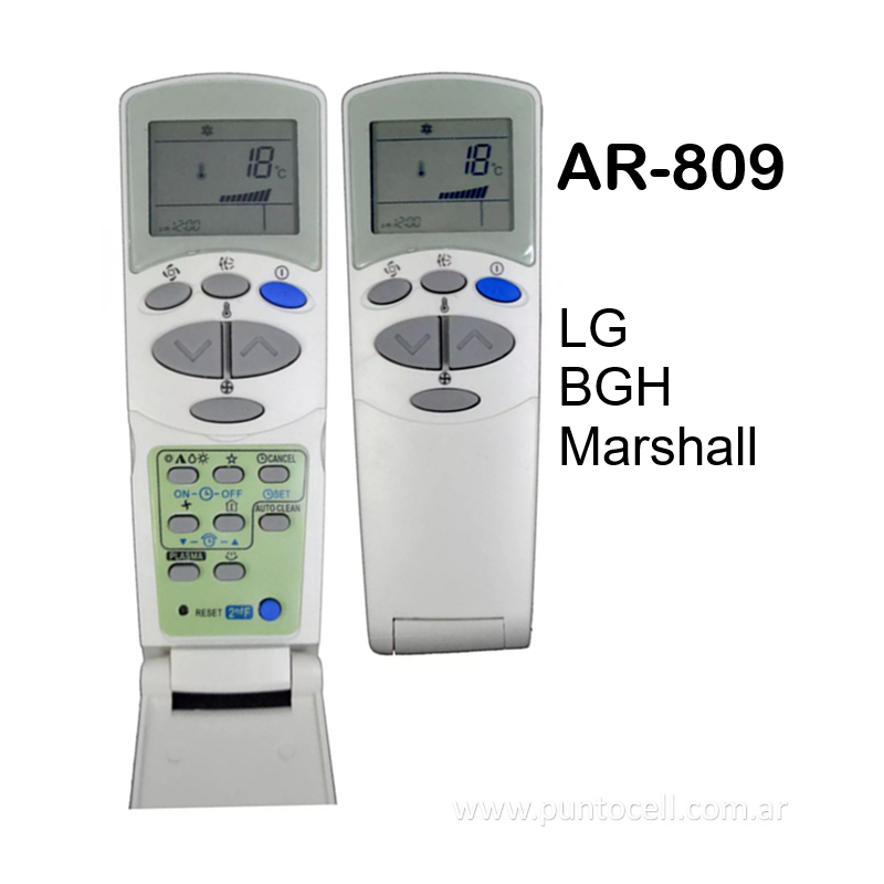 CONTROL REMOTO AIRE ACONDICIONADO Ar-809 (LG-BGH-MARSHALL)