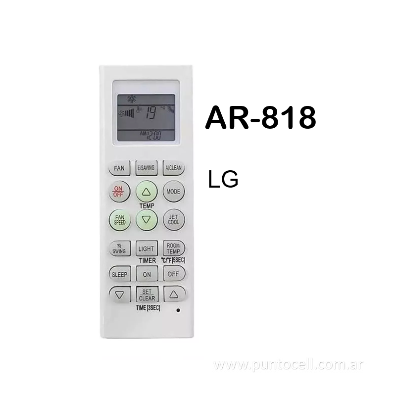 CONTROL REMOTO AIRE ACONDICIONADO Ar-818 (LG)