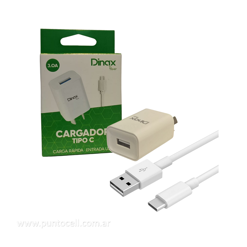 CARGADOR 220V DINAX 3A CABLE TIPO C (DX-CAR-3.0-TC)