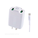 CARGADOR 220V KARSEN CAR-3150 3.1A IPHONE + 2 USB