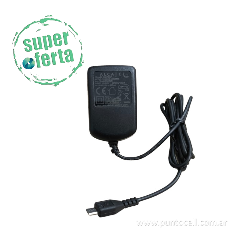 CARGADOR 220V ORIGINAL ALCATEL MICRO USB 550mAh