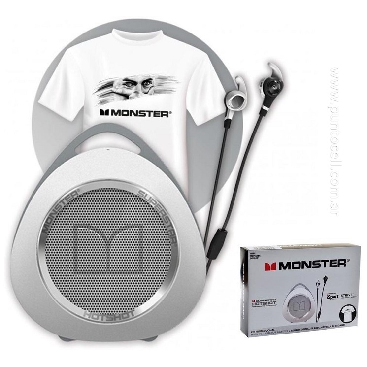 PARLANTE PORTATIL BLUETOOTH MONSTER + MANOS LIBRES + REMERA DYBALA