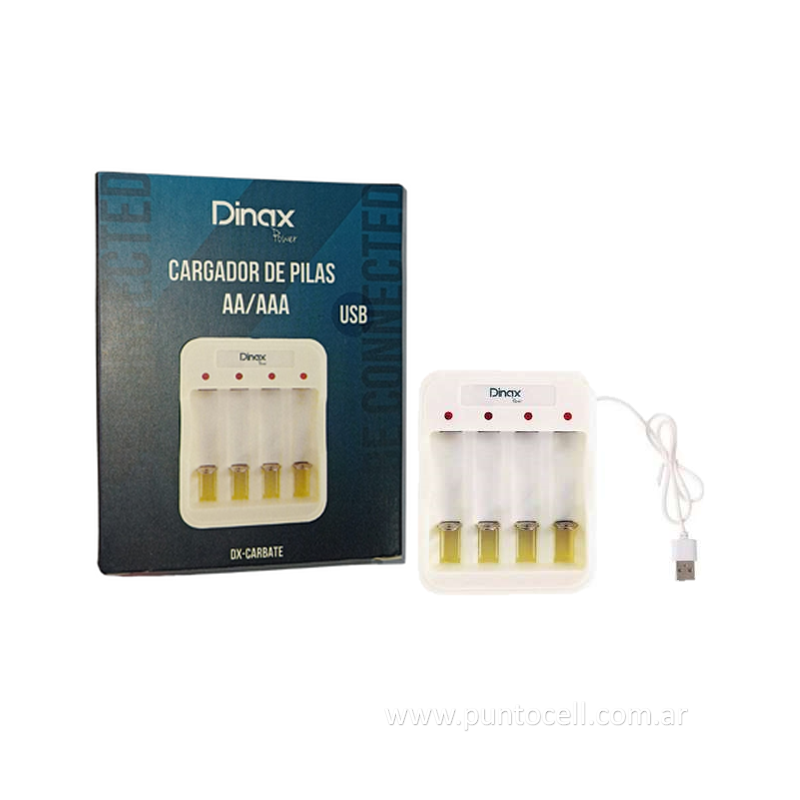 CARGADOR DE PILAS DINAX AA/AAA USB DE 4 SLOTS