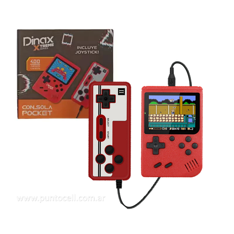 CONSOLA PORTATIL DINAX POCKET 400 JUEGOS + JOYSTICK