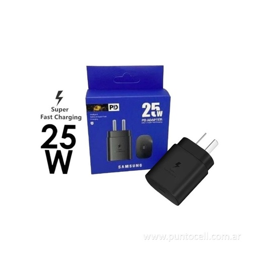 [104736] CARGADOR 220V SAMSUNG USB C 25W PD - CARGA RAPIDA (SIN CABLE)