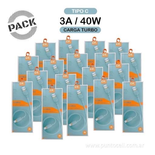 [105135] PACK x 100 - CABLES USB DK-41 TIPO C 3A / 40W _ 1M