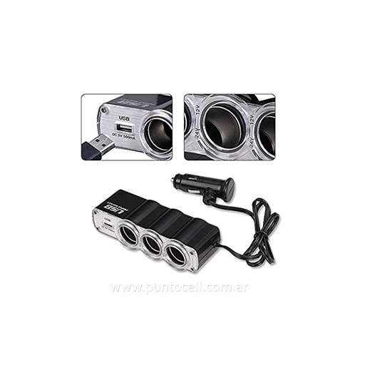 [2740] CARGADOR 12V TRIPLE + USB (WF-0120/WF-0096)